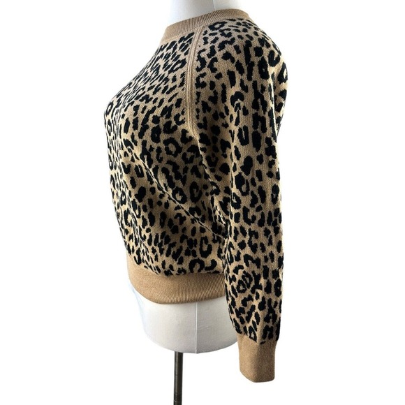 J. Crew Boyfriend Crewneck Sweater Leopard Print Re-Imagined Wool AK037 Small - Picture 7 of 14